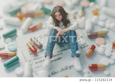 オーバードーズに悩む若い女性 115282114