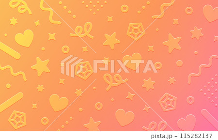 オレンジとピンクのグラデーション。透明感あるクリアなあしらいがオシャレな背景素材。 115282137