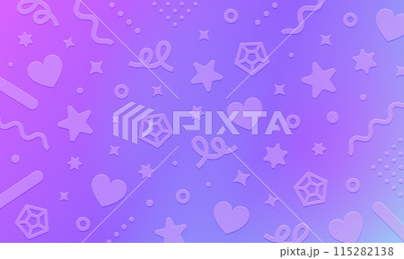 推し活をイメージした背景。星、ハート、キラキラのあしらいが施された素材。 115282138