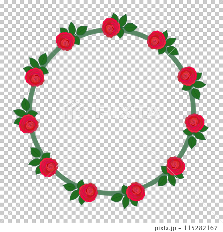 バラの花の円形飾り枠のイラスト バラの花の円形飾り枠のイラスト 115282167