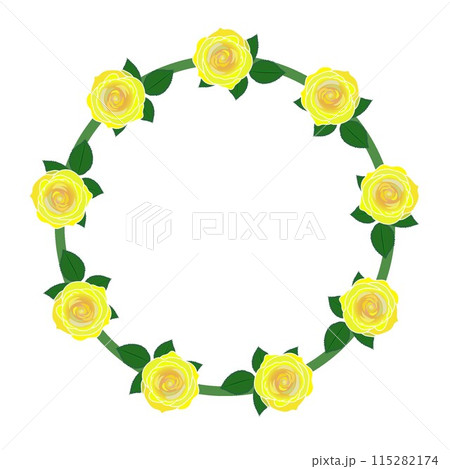 バラの花の円形飾り枠のイラスト バラの花の円形飾り枠のイラスト 115282174