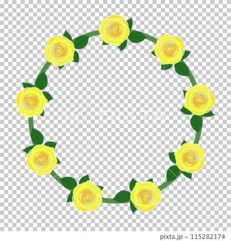 バラの花の円形飾り枠のイラスト バラの花の円形飾り枠のイラスト 115282174