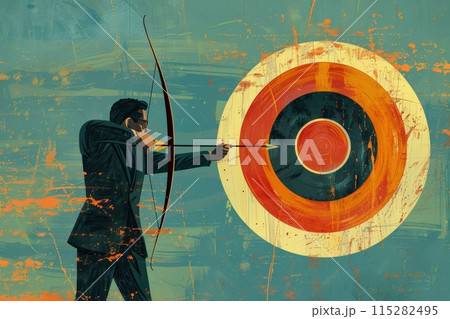 標的に矢を射るビジネスマン。目標を達成するイメージのイラスト素材 [115282495] - PIXTA