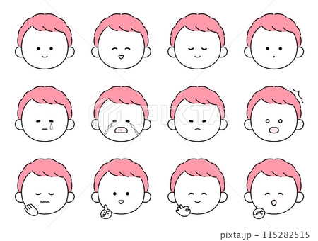 かわいい男性の表情・ポーズ12種類セットイラスト 115282515