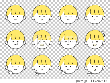 かわいい男性の表情・ポーズ12種類セットイラスト 115282516