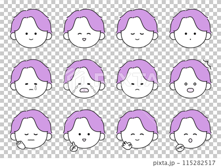 かわいい男性の表情・ポーズ12種類セットイラスト 115282517