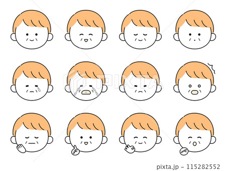 かわいい中年男性の表情・ポーズ12種類セットイラスト 115282552