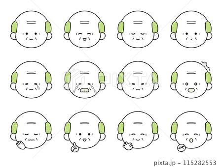 かわいいお爺さんの表情・ポーズ12種類セットイラスト 115282553