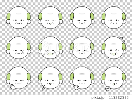 かわいいお爺さんの表情・ポーズ12種類セットイラスト 115282553