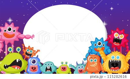 Colorful Cartoon Monsters Gathering 115282616