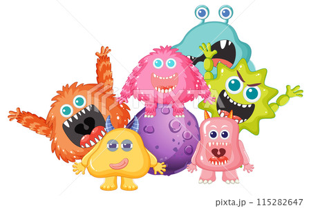 Colorful Cartoon Monsters Group Colorful Cartoon Monsters Group 115282647