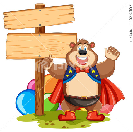 Superhero Bear with Signboard Superhero Bear with Signboard 115282657