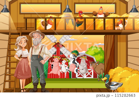 Happy Farmers in a Barn Happy Farmers in a Barn 115282663