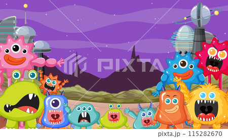 Colorful Monsters on Alien Planetのイラスト素材 [115282670] - PIXTA