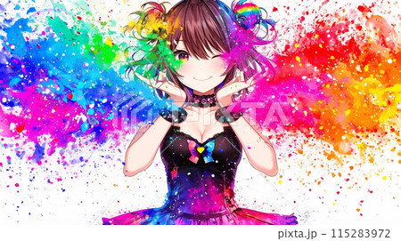 女の子からいろいろな楽しくて良いことが飛び出している様子