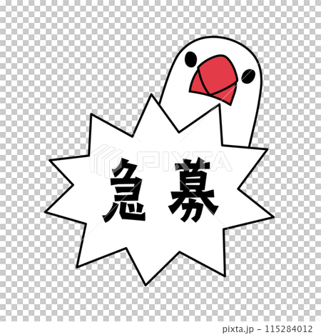 文鳥とシンプルな急募の吹き出し 115284012