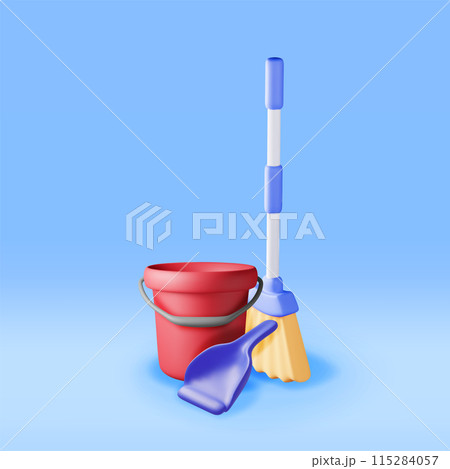 3d cleaning time or service concept isolated 115284057