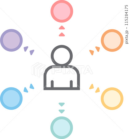 mind map man arrow flat color Icon. 115284175