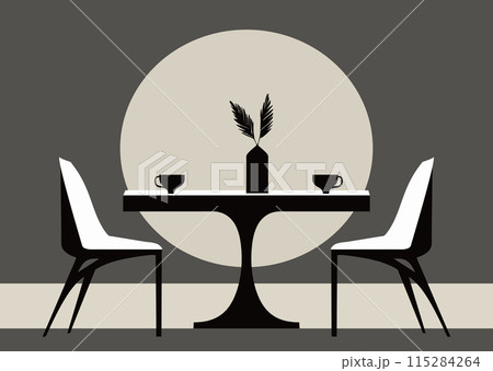 白いテーブルとイス 115284264