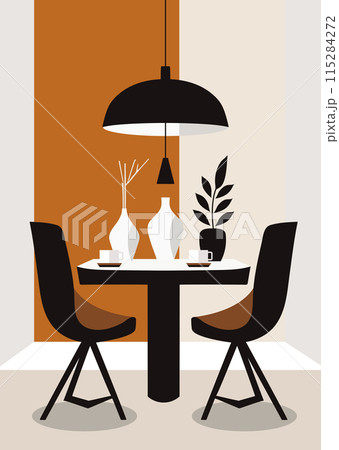 狭い場所においたテーブルと椅子 115284272