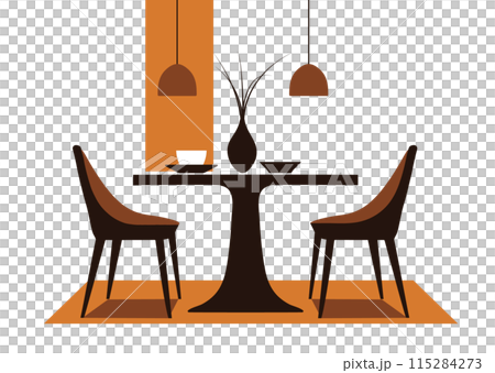 どっしりとしたテーブルと椅子のイラスト 115284273