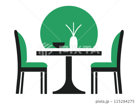 シンプルなテーブルと椅子のイラスト 115284275