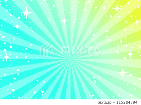 さわやかな水色と黄色のグラデーションの集中線背景 115284594