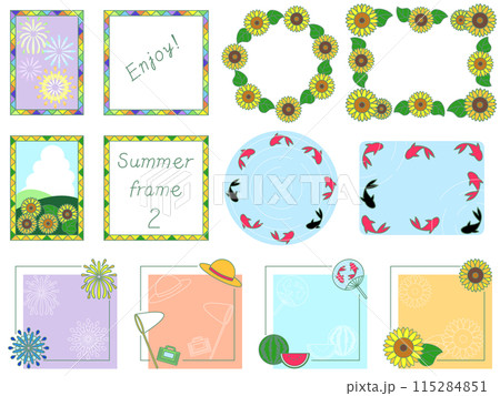 かわいい真夏の色々なミニフレームセット 115284851