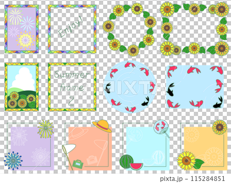 かわいい真夏の色々なミニフレームセット 115284851
