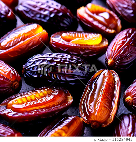 Nut Stuffed Dates A cluster of plump dates their centers filled with a rich nut 115284943