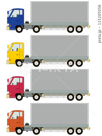 四色四台のトラック」コンテナ付きのイラスト素材 [115285056] - PIXTA