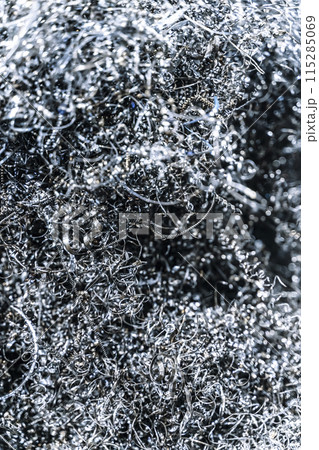Metal shavings and waste in production. Waste metal in a factory 115285069