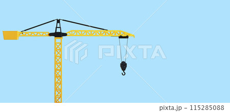 Model of a crane on a blank background. Toy crane on blue isolate background  115285088