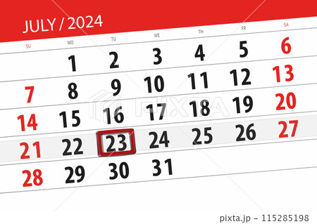 Calendar 2024, deadline, day, month, page, organizer, date, July, tuesday, number 23 115285198