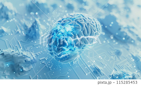 Brain 3d model light background  115285453