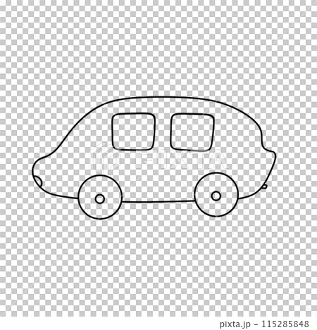 A cartoon car with a big wheel and a small wheel 115285848