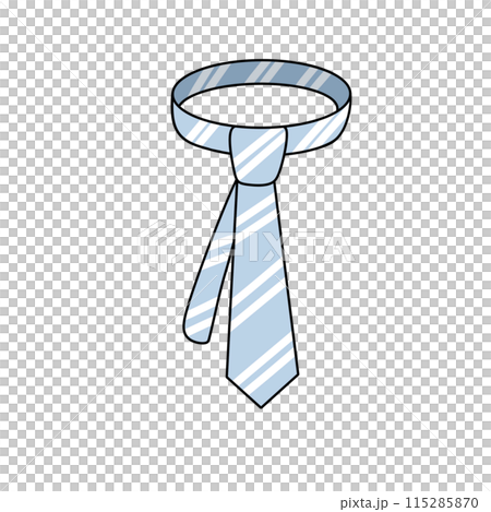 A blue tie with white stripes is shown 115285870