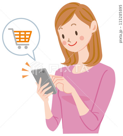 スマホでネットショッピングをする女性 115285895