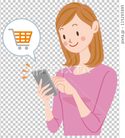 スマホでネットショッピングをする女性 115285895
