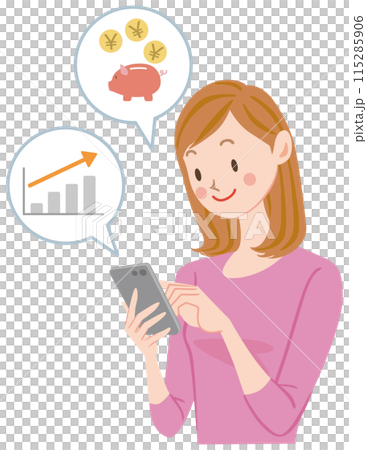 スマホを操作する女性のイラスト 投資 スマホを操作する女性のイラスト 投資 115285906