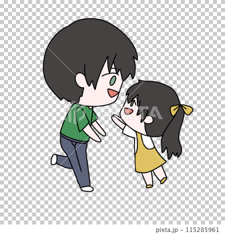 A cartoon of a man and a girl hugging A cartoon of a man and a girl hugging 115285961
