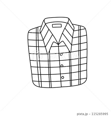 A white shirt with black buttons and a plaid pattern A white shirt with black buttons and a plaid pattern 115285995