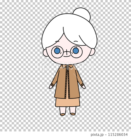 A cartoon woman with glasses and a white dress A cartoon woman with glasses and a white dress 115286034