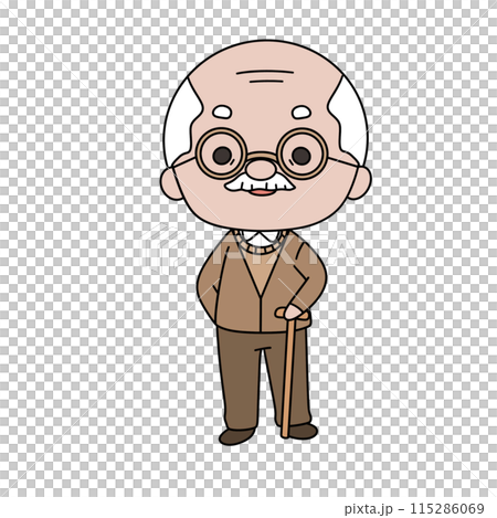 An old man with a cane and glasses An old man with a cane and glasses 115286069