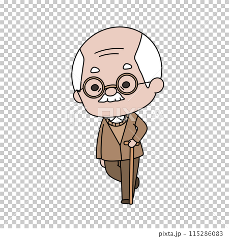 A cartoon man with a cane and glasses A cartoon man with a cane and glasses 115286083