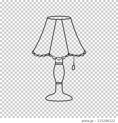 A lamp with a white shade and a white cord 115286122