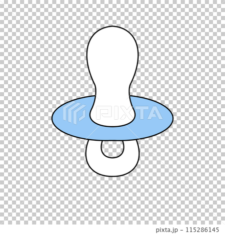 A blue pacifier with a white circle on it A blue pacifier with a white circle on it 115286145