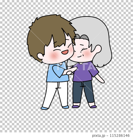 A cartoon of a man and woman hugging A cartoon of a man and woman hugging 115286146