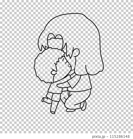 A woman is hugging a child A woman is hugging a child 115286148