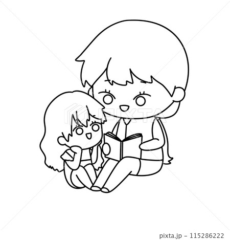 A woman is reading a book to a child 115286222